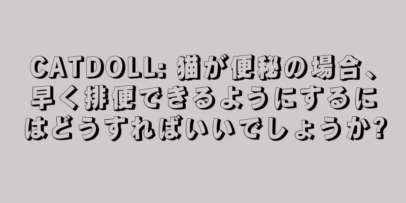 CATDOLL: 猫が便秘の場合、早く排便できるようにするにはどうすればいいでしょうか?