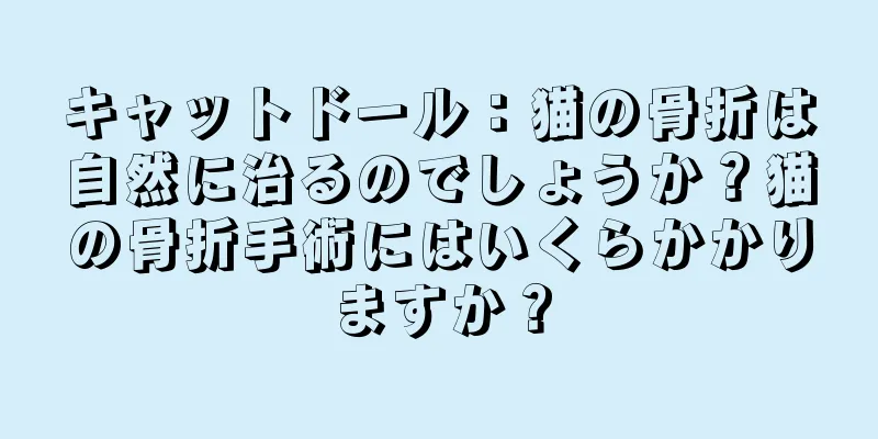 キャットドール：猫の骨折は自然に治るのでしょうか？猫の骨折手術にはいくらかかりますか？