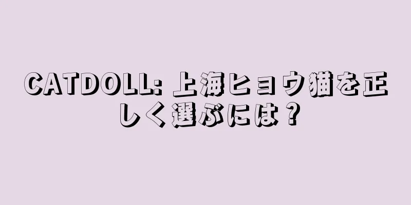 CATDOLL: 上海ヒョウ猫を正しく選ぶには？
