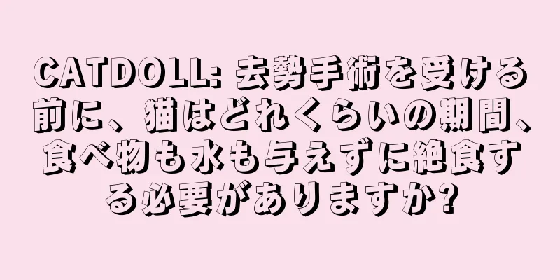 CATDOLL: 去勢手術を受ける前に、猫はどれくらいの期間、食べ物も水も与えずに絶食する必要がありますか?